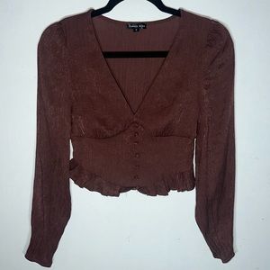 GorgeousBronze Brown French Kiss V Neck Top Size Xs/S
